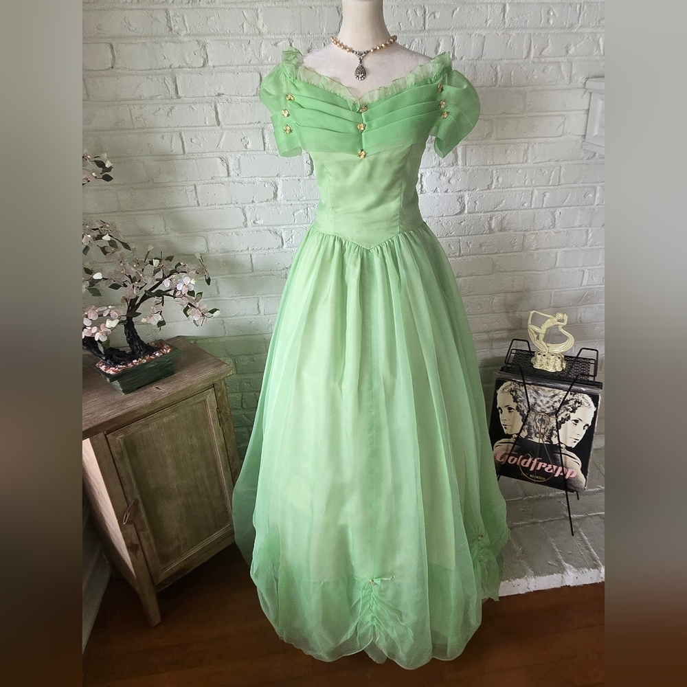 CLEARANCE Vtg 1960s Flower Ball Gown, Fairy, Romantic, Victorian, Wedding, Prom - Picture 7 of 14